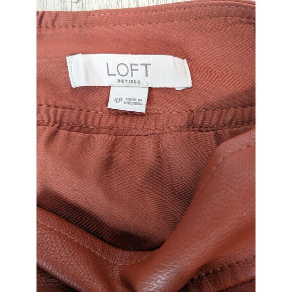 Loft Faux Leather Mini Skirt Brown Rust Size 4P - Picture 5 of 8